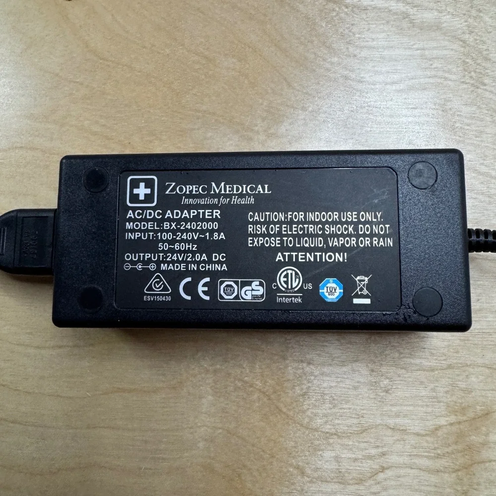 Zopec Medical AC/DC Adapter BX-2402000 24V 2.0A Power Supply Charger Cord